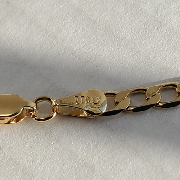 Mens 18K Gold Cuban Chain Link Necklace 22" Guys Silver Stamped Jewelry 22 inch - Picture 5 of 9